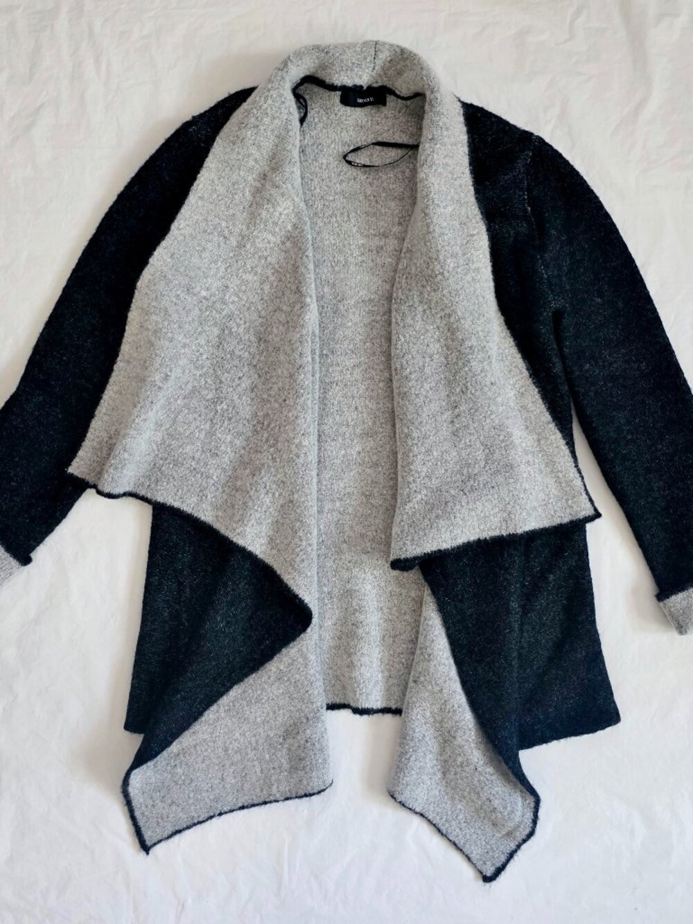 Forever 21 Knit Drape Black & Gray Sweater Cardigan